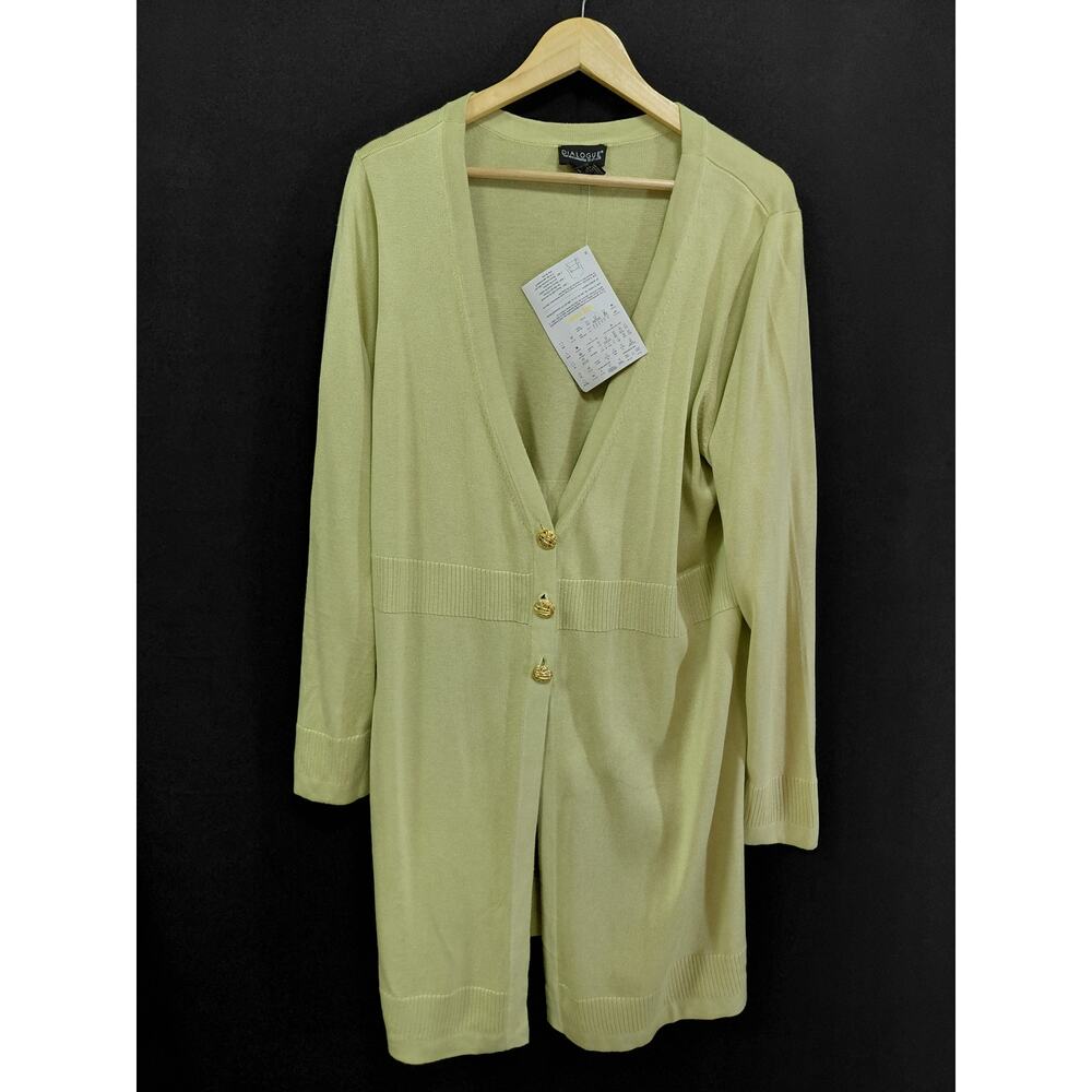 NWT DIALOGUE Cashmere Silk Blend Cardigan Green Solid Knit Women Size XL